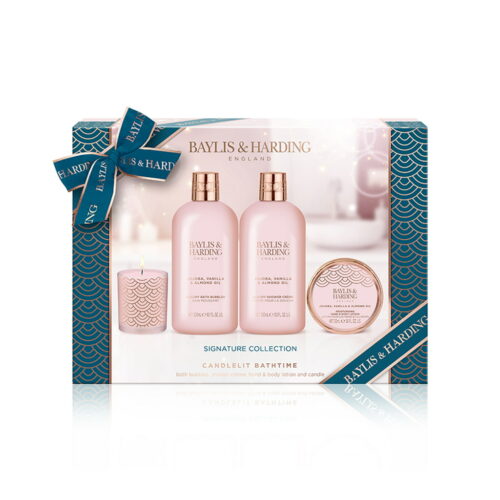 Jojoba, Vanilla & Almond Oil Luxury Candlelit Bath Time Gift Set